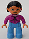 47394pb015: Duplo Figure Lego Ville, Female, Medium Blue Legs, Magenta Top, Black Hair, Brown Eyes