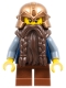 cas355: Fantasy Era - Dwarf, Dark Brown Beard, Copper Helmet with Studded Bands, Sand Blue Arms, Vertical Cheek Lines