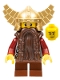 cas356: Fantasy Era - Dwarf, Dark Brown Beard, Metallic Gold Helmet with Wings, Dark Red Arms, Stubbly Beard Face