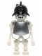 gen021a: Skeleton, Fantasy Era Torso with Evil Skull, Black Conquistador Helmet, Metallic Silver Armor