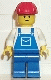 ovr001: Overalls Blue with Pocket, Blue Legs, Red Construction Helmet