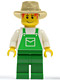 ovr036: Overalls Green with Pocket, Green Legs, Tan Fedora (4899)