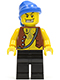 pi084: Pirate Vest and Anchor Tattoo, Black Legs, Gold Tooth, Blue Bandana