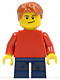 pln160: Plain Red Torso with Red Arms, Dark Blue Short Legs, Lopsided Smile (Child)