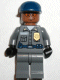 spd029: Security Guard, Dark Bluish Gray Shirt w/Badge and Radio, Dark Bluish Gray Legs