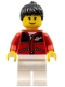 twn056: Red Jacket with Zipper Pockets and Classic Space Logo, White Legs, Black Female Ponytail Hair (10199)