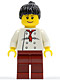 twn066: Chef - White Torso with 8 Buttons, Dark Red Legs, Black Ponytail Hair (10184)