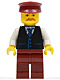 twn068: Black Vest with Blue Striped Tie, Dark Red Legs, Dark Red Hat, Moustache