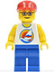twn070: Surfboard on Ocean - Blue Legs, Red Cap, Glasses (10184)